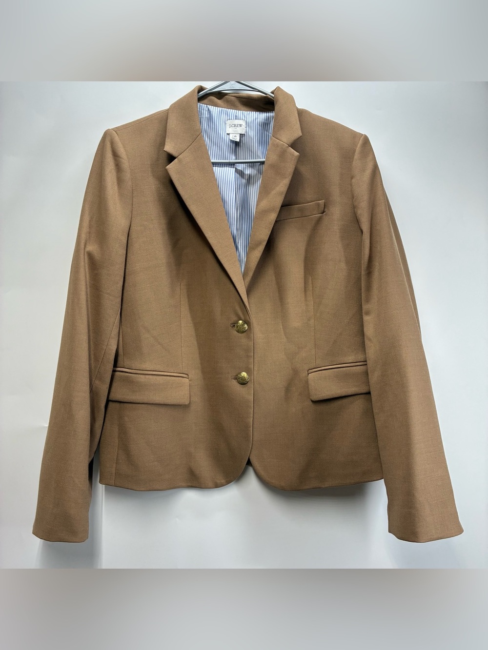 J.Crew 16 $198 Womens Wool Schoolboy Blazer Tan Brown AZ565 Preppy Jacket 2024